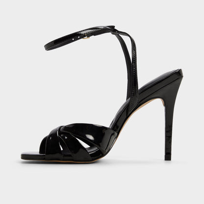Meteora in Black - Strappy heeled sandal, Stiletto heel - Black