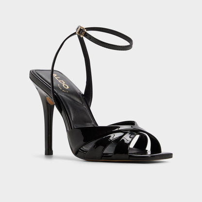Meteora in Black - Strappy heeled sandal, Stiletto heel - Black