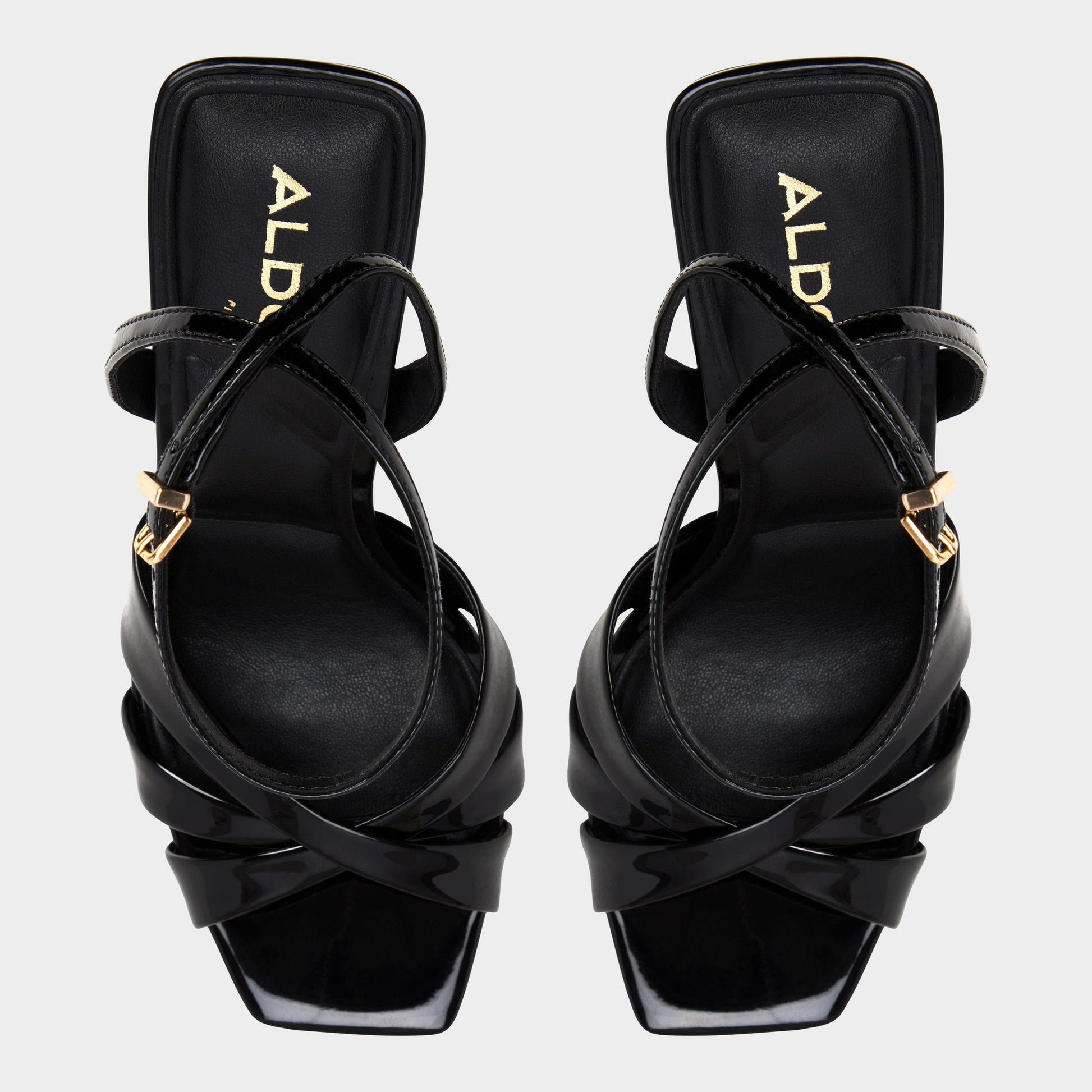 Meteora in Black - Strappy heeled sandal, Stiletto heel - Black