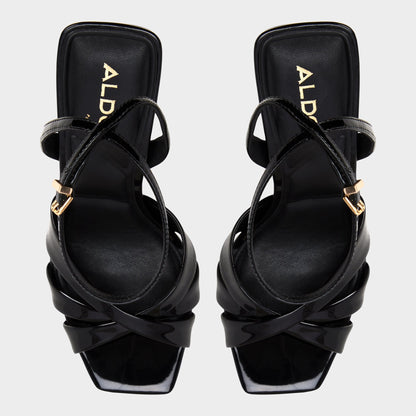 Meteora in Black - Strappy heeled sandal, Stiletto heel - Black
