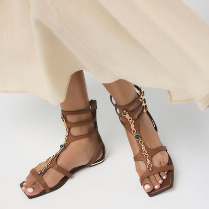 Marisea in Medium Brown - Gladiator sandal - Medium brown