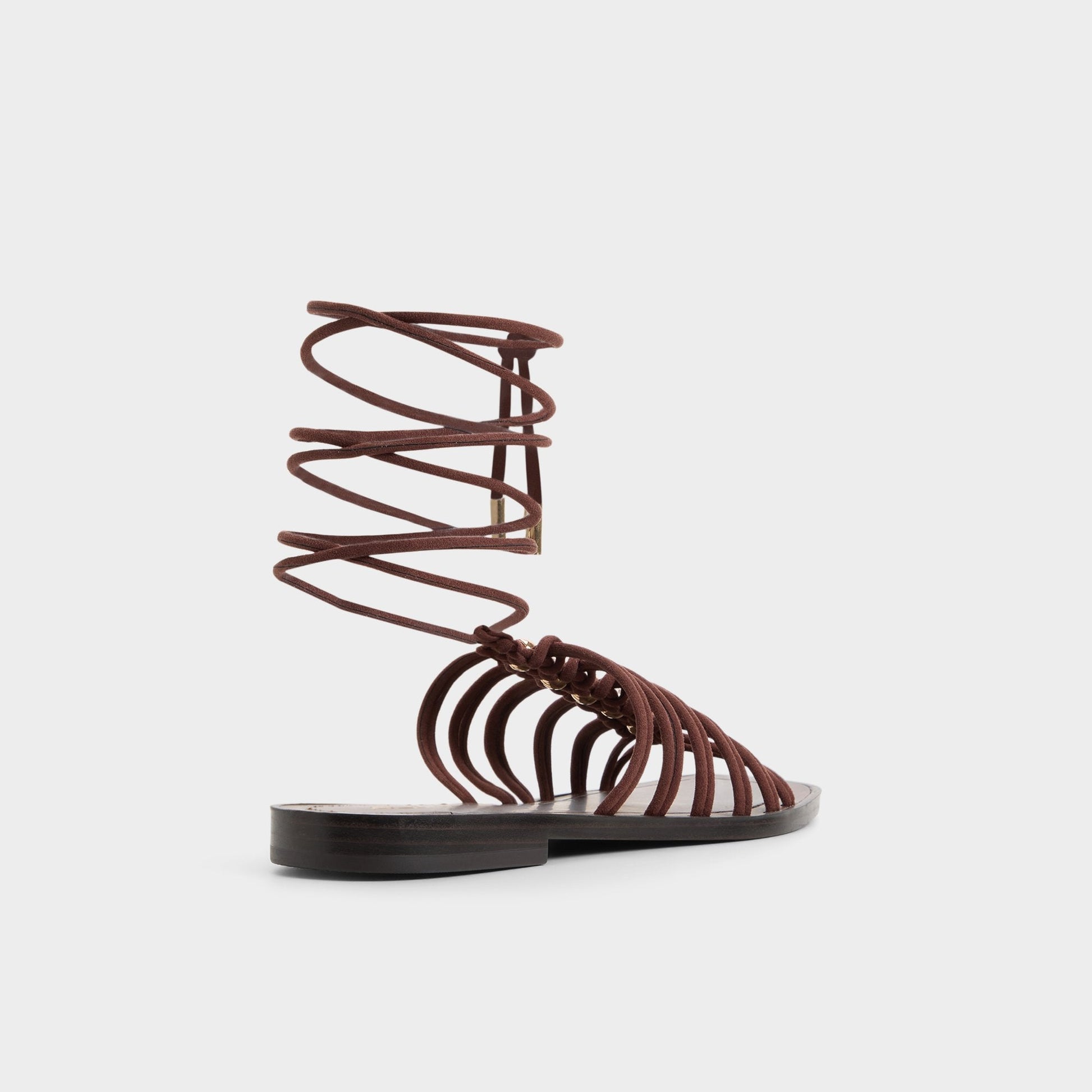 Unoma in Dark Brown - Strappy flat sandal - Dark brown
