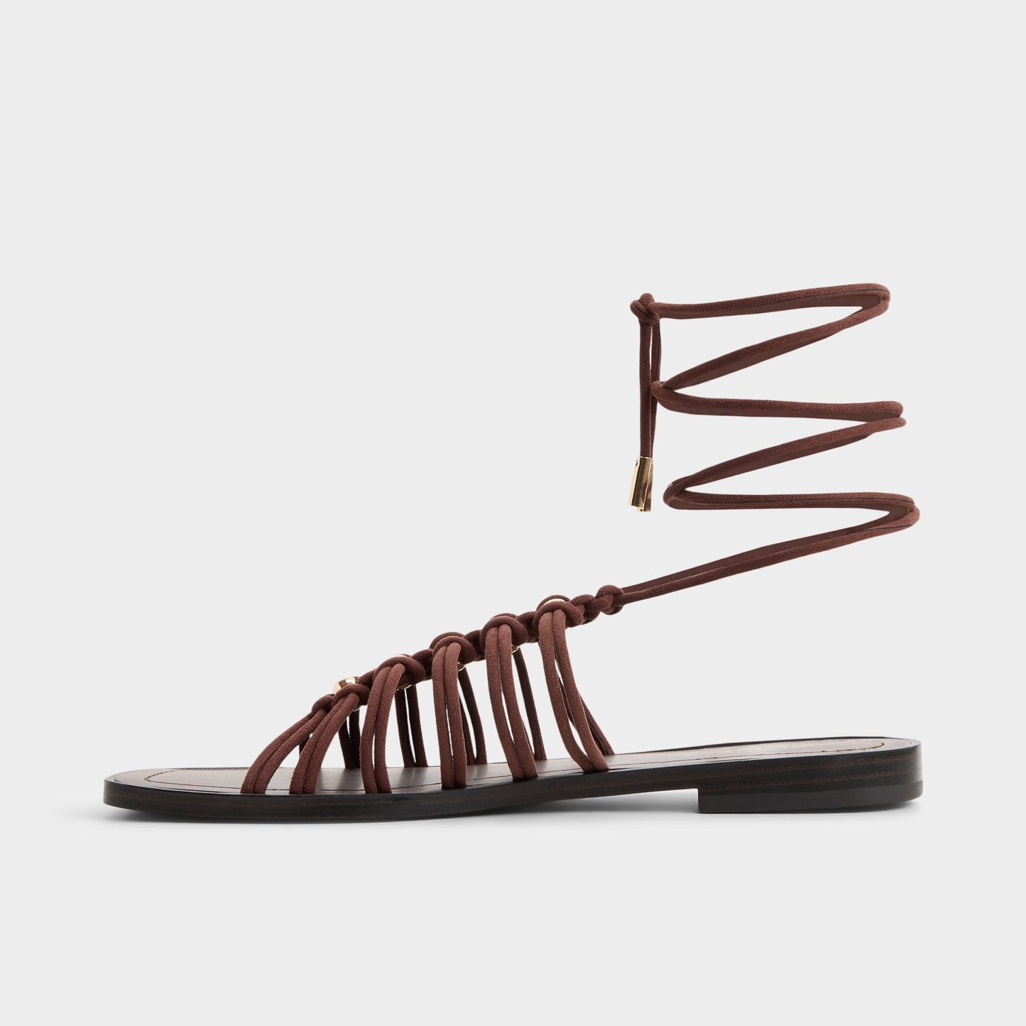 Unoma in Dark Brown - Strappy flat sandal - Dark brown