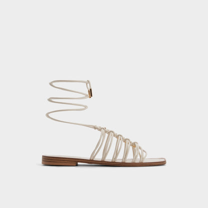 Unoma in White Bone - Strappy flat sandal - White/bone