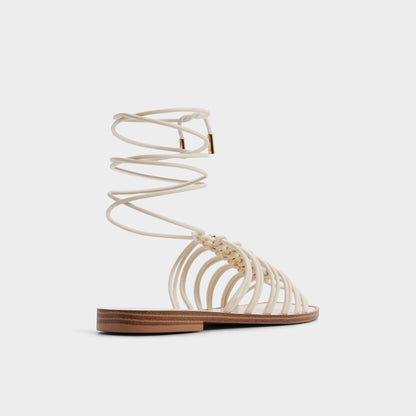 Unoma in White Bone - Strappy flat sandal - White/bone