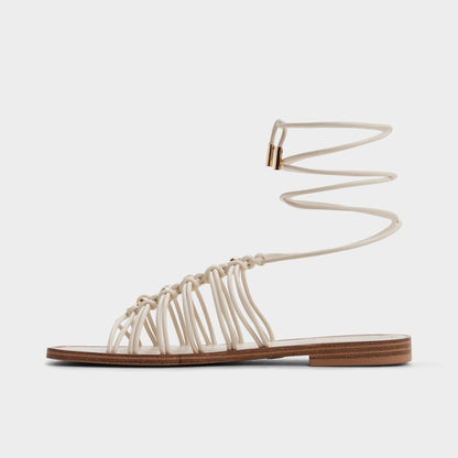 Unoma in White Bone - Strappy flat sandal - White/bone