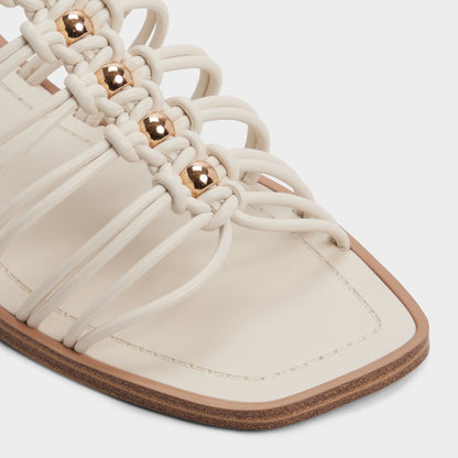 Unoma in White Bone - Strappy flat sandal - White/bone