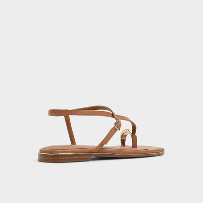 Jomalina Medium Brown Women's Flats - Strappy flat sandal - Medium Brown