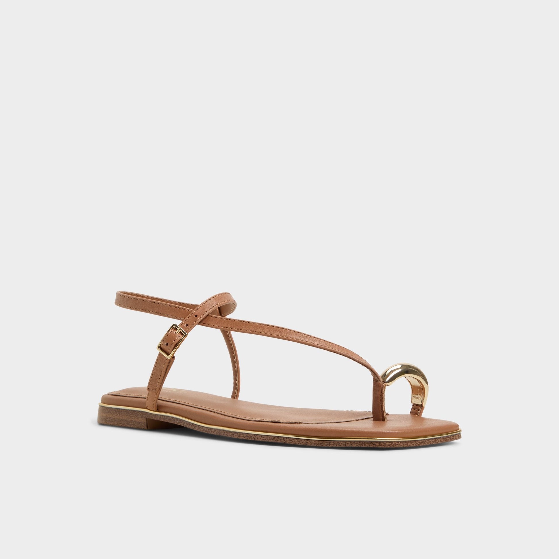 Jomalina Medium Brown Women's Flats - Strappy flat sandal - Medium Brown