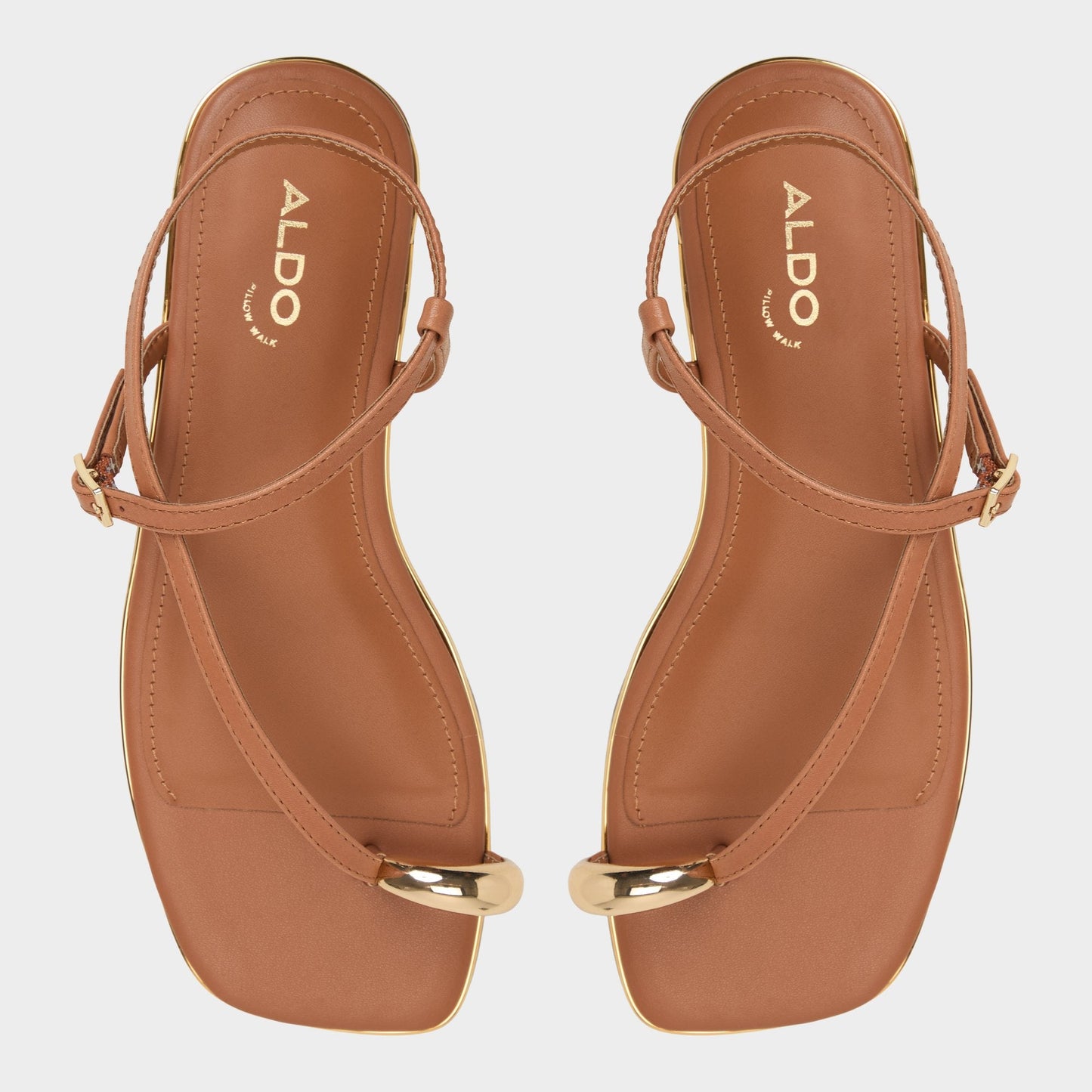 Jomalina Medium Brown Women's Flats - Strappy flat sandal - Medium Brown