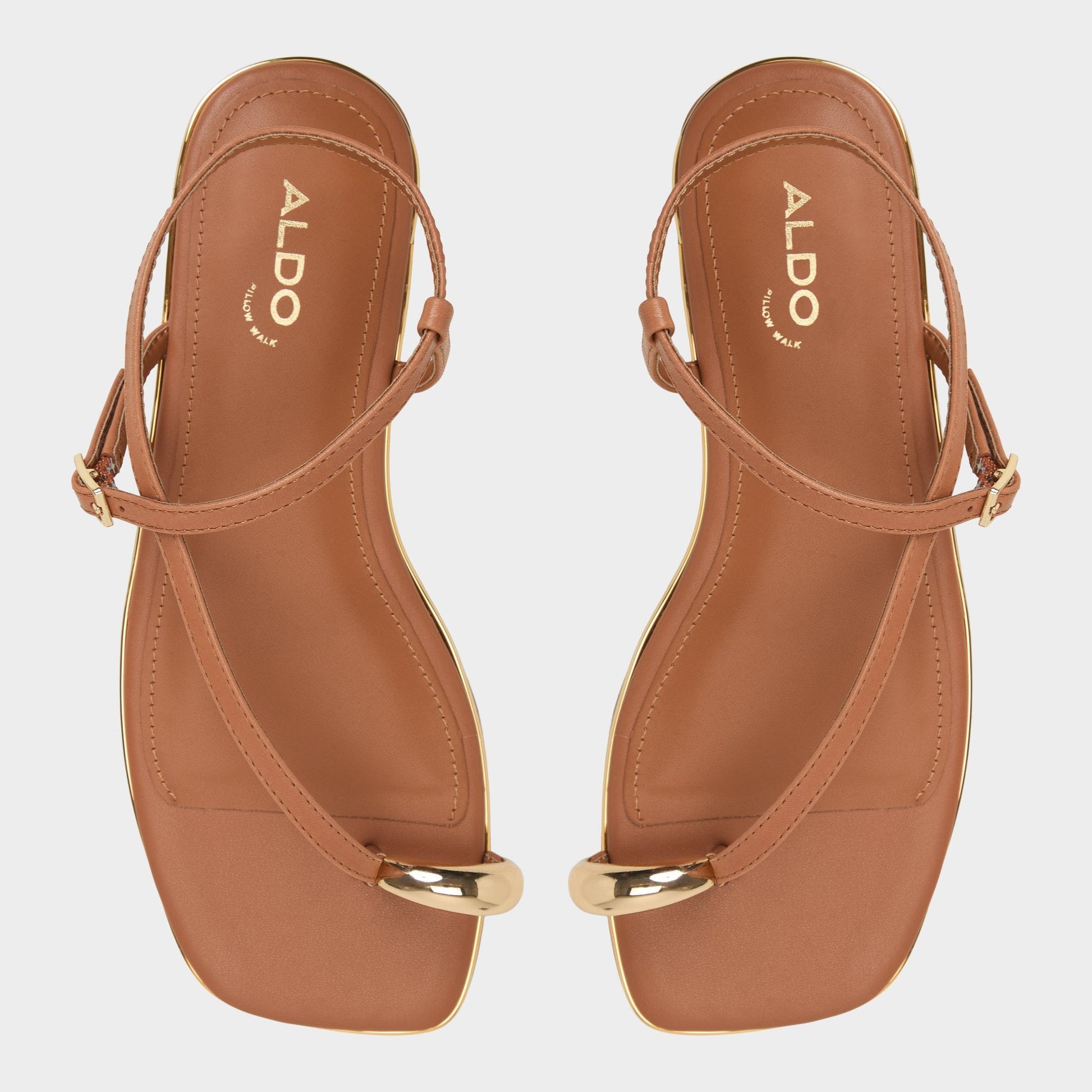 Jomalina Medium Brown Women's Flats - Strappy flat sandal - Medium Brown