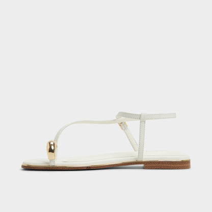 Jomalina White Women's Flats - Strappy flat sandal - White