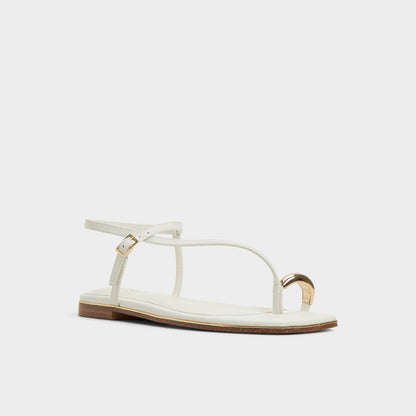 Jomalina White Women's Flats - Strappy flat sandal - White