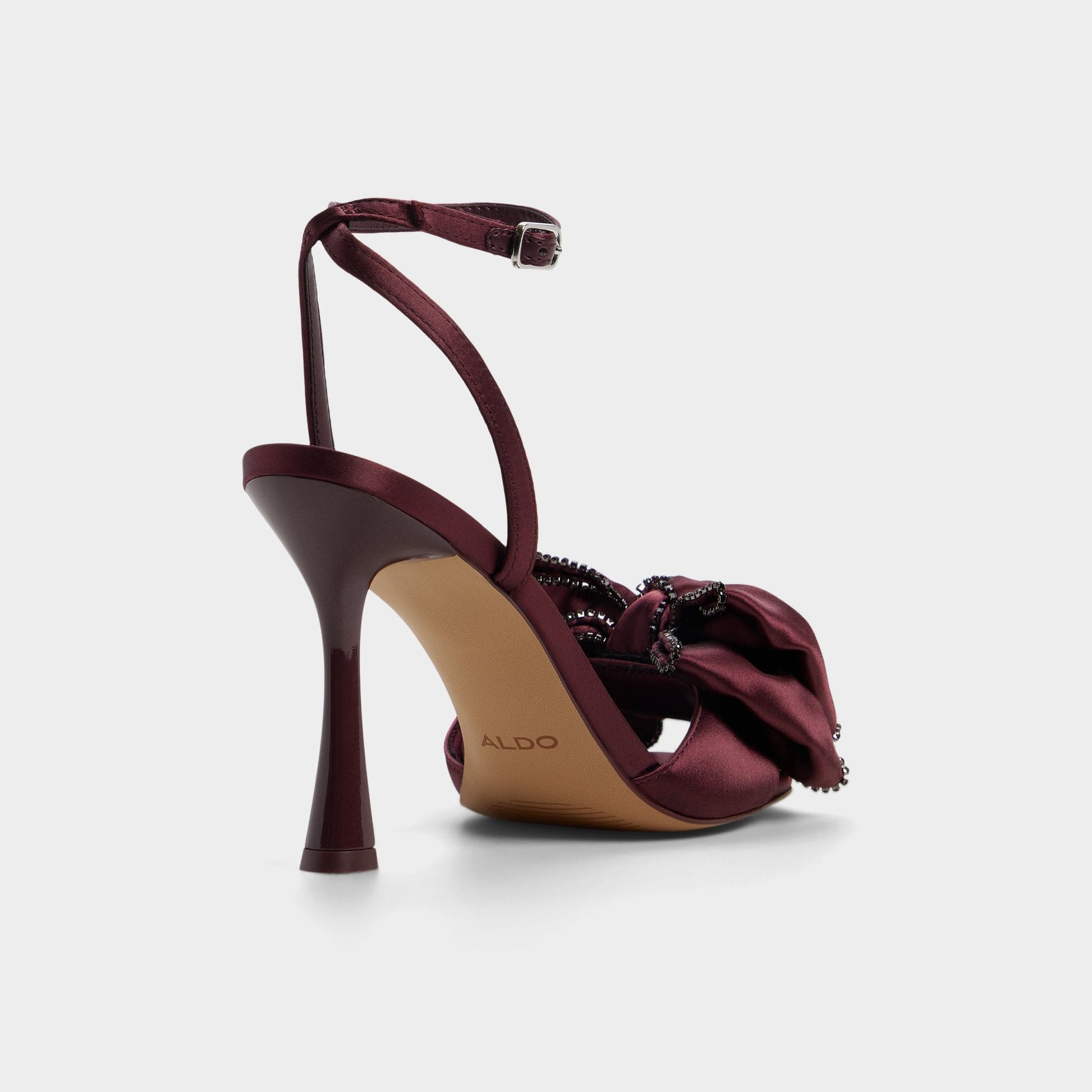 Tinsel in Bordo - Strappy heeled sandal, Stiletto heel - Bordo