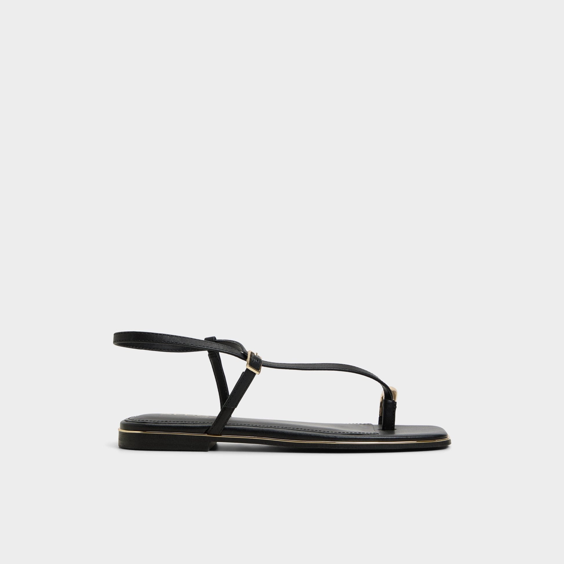 Jomalina Black Women's Flats - Strappy flat sandal - Black