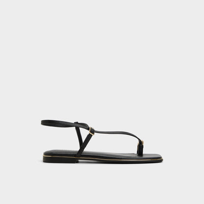 Jomalina Black Women's Flats - Strappy flat sandal - Black
