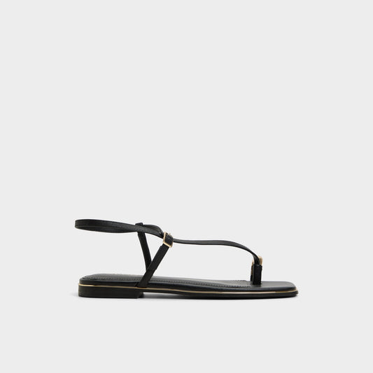 Jomalina Black Women's Flats - Strappy flat sandal - Black