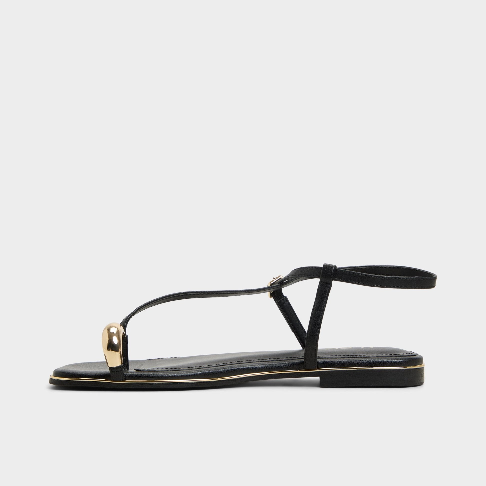 Jomalina Black Women's Flats - Strappy flat sandal - Black