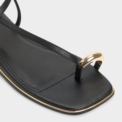 Jomalina Black Women's Flats - Strappy flat sandal - Black