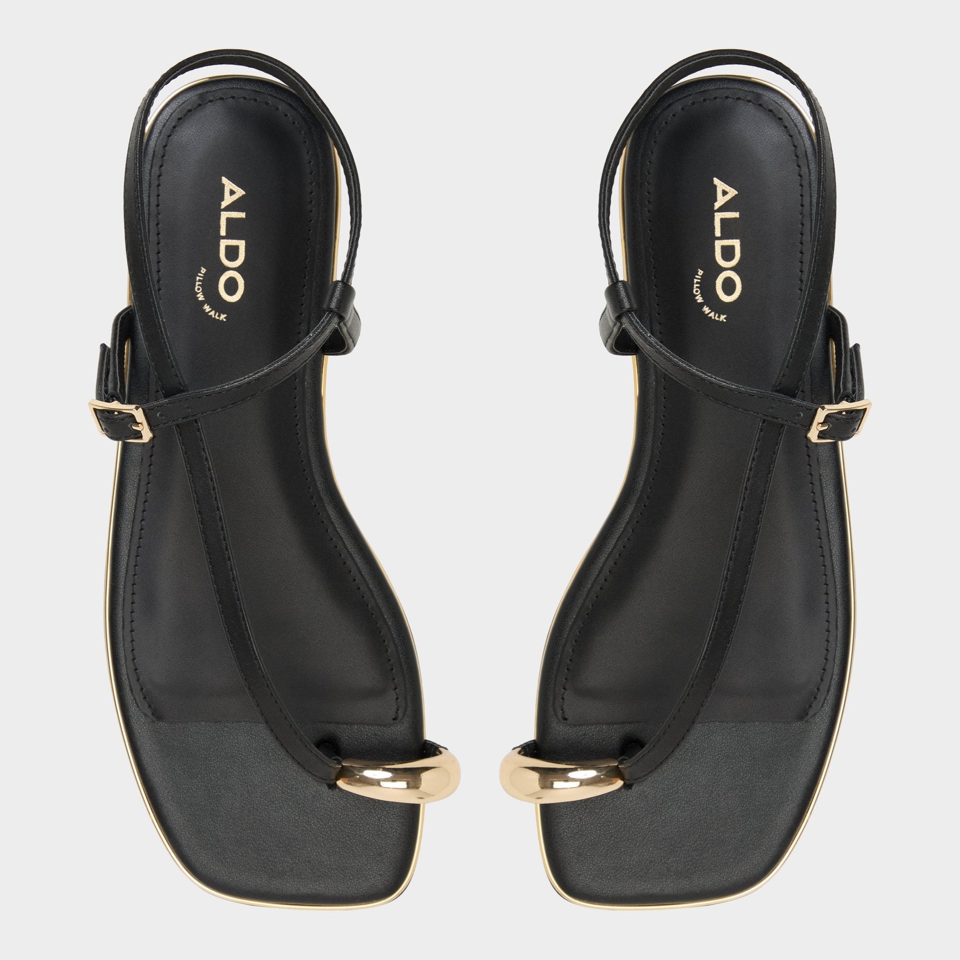 Jomalina Black Women's Flats - Strappy flat sandal - Black