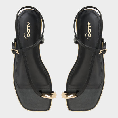Jomalina Black Women's Flats - Strappy flat sandal - Black