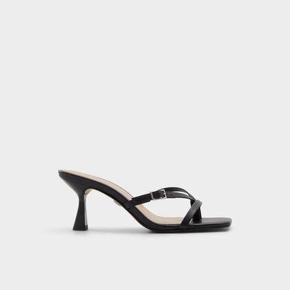 Gannever Black Women's Thong Sandals - Heeled flip flop, Stiletto heel - Black