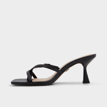 Gannever Black Women's Thong Sandals - Heeled flip flop, Stiletto heel - Black