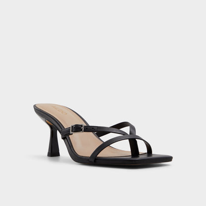 Gannever Black Women's Thong Sandals - Heeled flip flop, Stiletto heel - Black