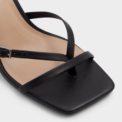 Gannever Black Women's Thong Sandals - Heeled flip flop, Stiletto heel - Black