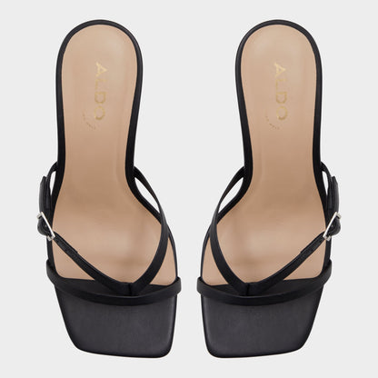 Gannever Black Women's Thong Sandals - Heeled flip flop, Stiletto heel - Black