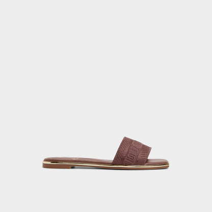 Oceania Medium Brown Women's Flats - Slide sandal - Medium Brown
