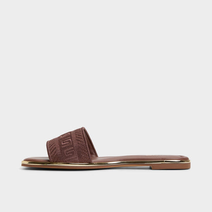 Oceania Medium Brown Women's Flats - Slide sandal - Medium Brown