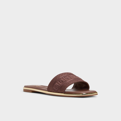 Oceania Medium Brown Women's Flats - Slide sandal - Medium Brown