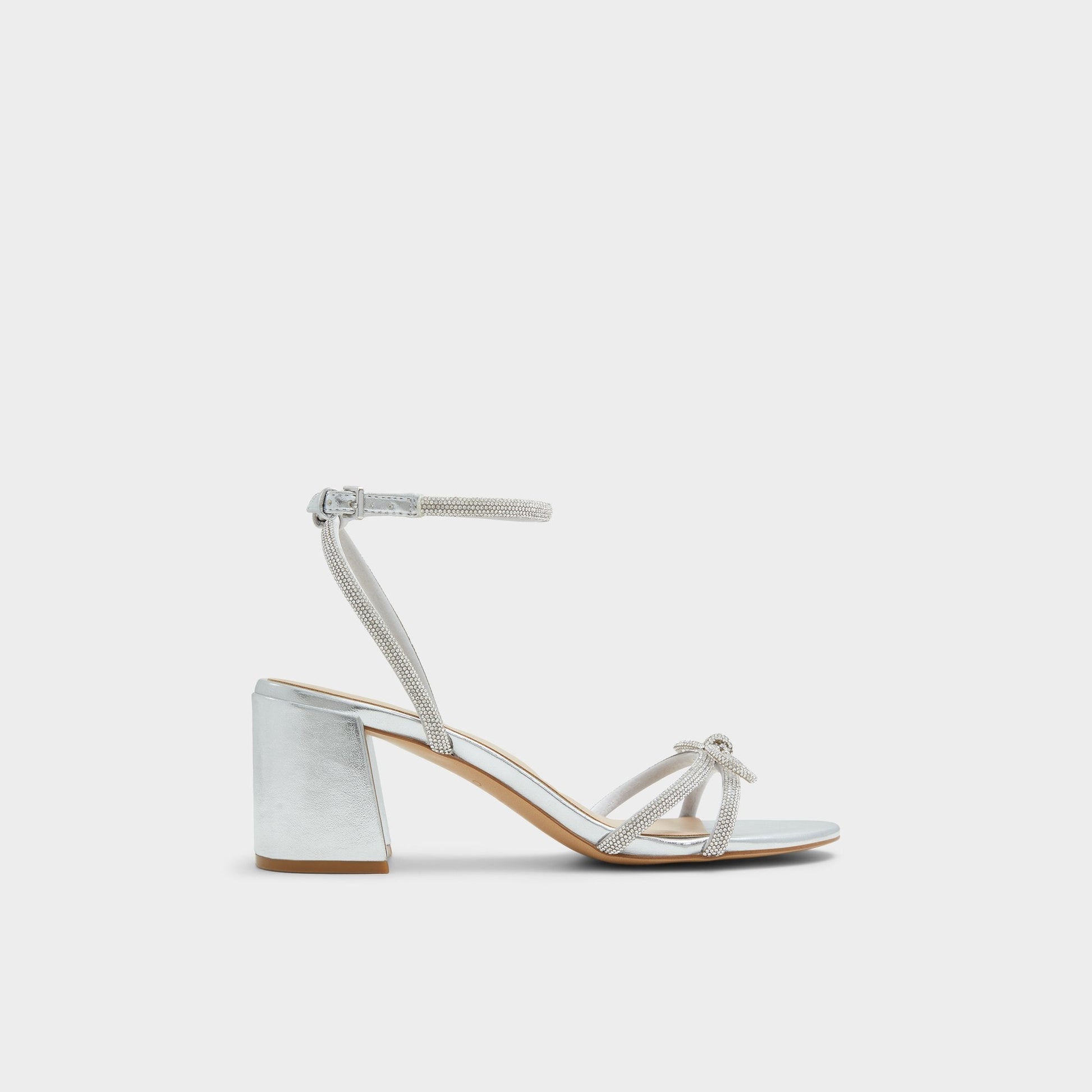 Bouclette Silver Women's Block heels - Strappy heeled sandal, Block heel - Silver
