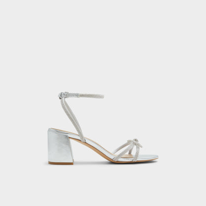 Bouclette Silver Women's Block heels - Strappy heeled sandal, Block heel - Silver