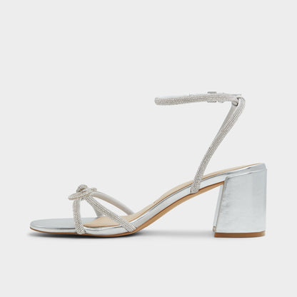 Bouclette Silver Women's Block heels - Strappy heeled sandal, Block heel - Silver