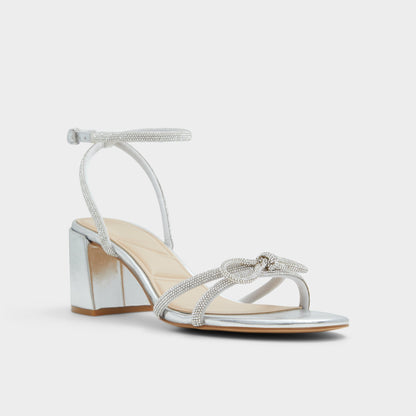 Bouclette Silver Women's Block heels - Strappy heeled sandal, Block heel - Silver