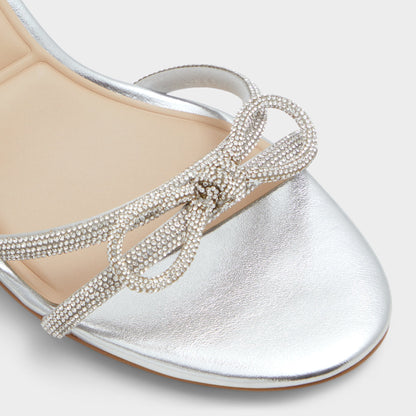 Bouclette Silver Women's Block heels - Strappy heeled sandal, Block heel - Silver