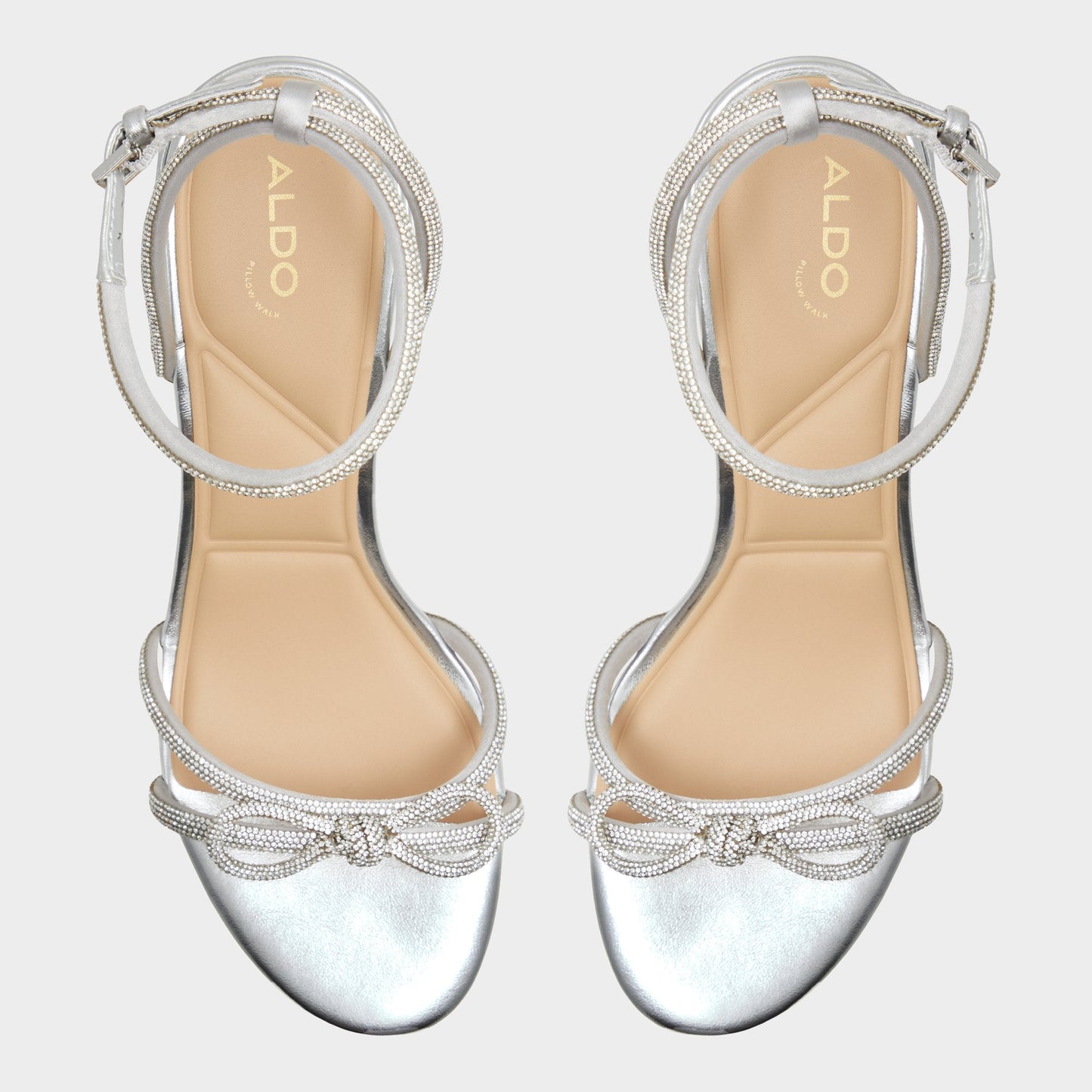 Bouclette Silver Women's Block heels - Strappy heeled sandal, Block heel - Silver