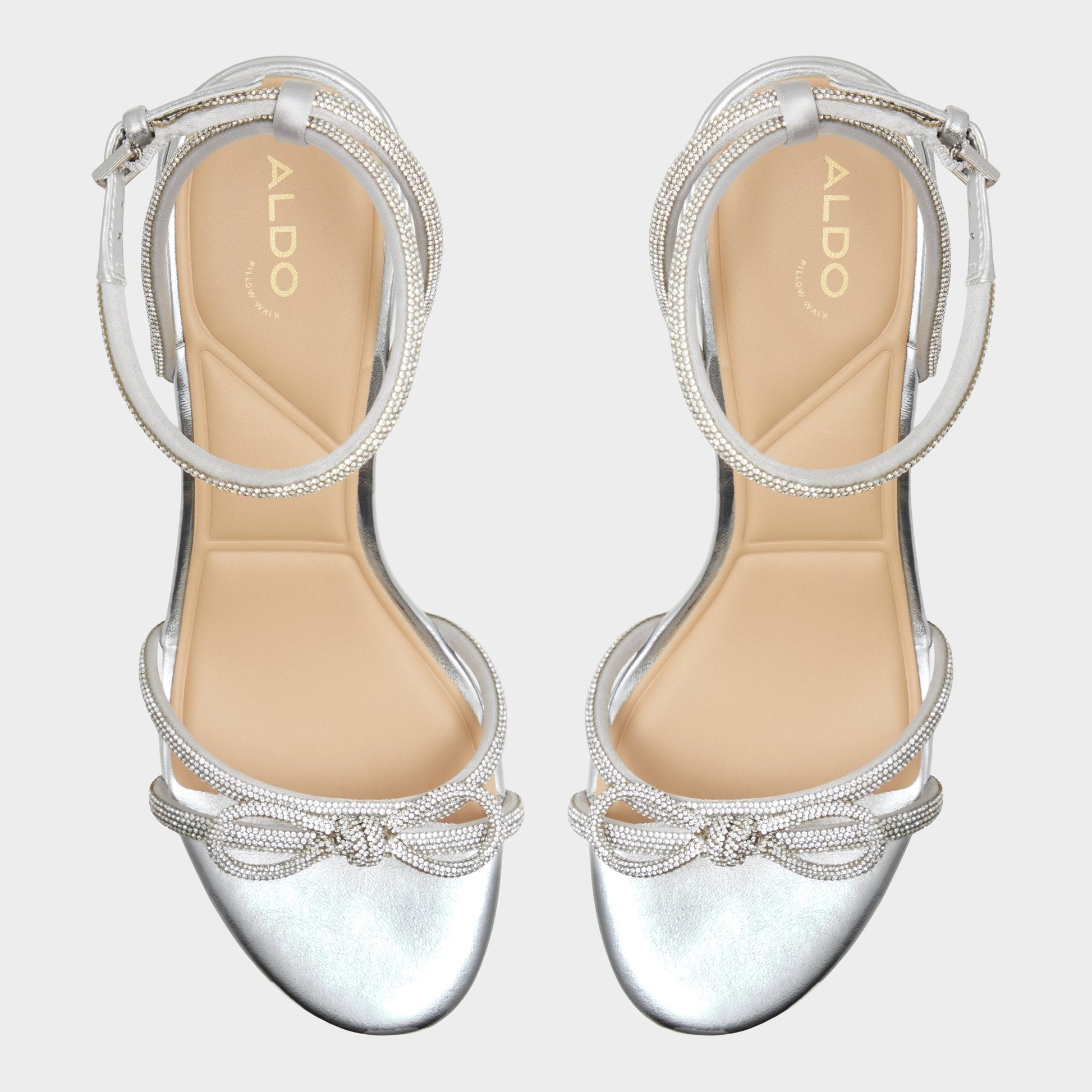 Bouclette Silver Women's Block heels - Strappy heeled sandal, Block heel - Silver