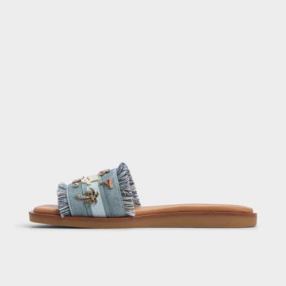 Beachside Denim Women's Flats - Slide sandal - Denim