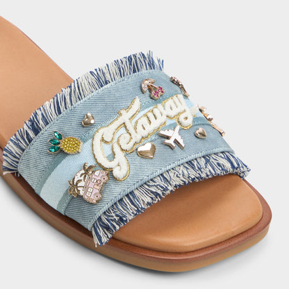 Beachside Denim Women's Flats - Slide sandal - Denim
