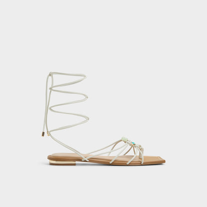 Nirena White/Bone Women's Flats - Strappy flat sandal - White/bone