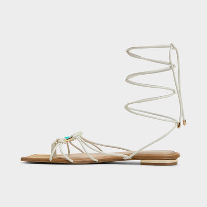 Nirena White/Bone Women's Flats - Strappy flat sandal - White/bone