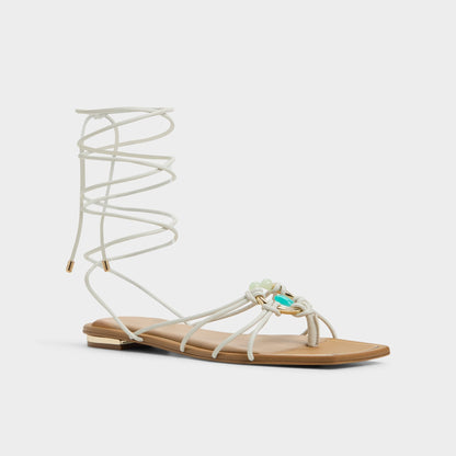 Nirena White/Bone Women's Flats - Strappy flat sandal - White/bone