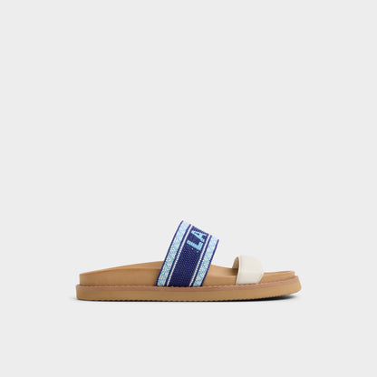Beachvacay White/Blue Women's Footbed sandals - Slide sandal, Footbed sandal - White/Blue
