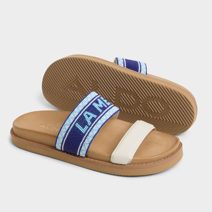 Beachvacay White/Blue Women's Footbed sandals - Slide sandal, Footbed sandal - White/Blue