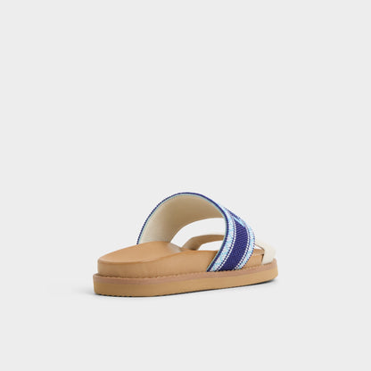 Beachvacay White/Blue Women's Footbed sandals - Slide sandal, Footbed sandal - White/Blue