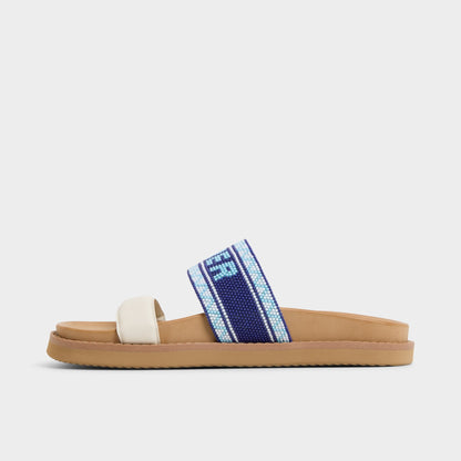 Beachvacay White/Blue Women's Footbed sandals - Slide sandal, Footbed sandal - White/Blue