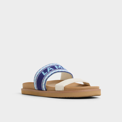 Beachvacay White/Blue Women's Footbed sandals - Slide sandal, Footbed sandal - White/Blue